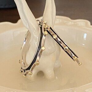 Elizabeth and James Sterling Silver Hoop Earrings Gold Tone Dots Signed NWOT